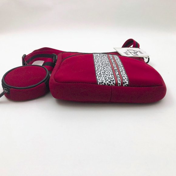 Jen & Co. Neoprene DRU Burgundy Cheetah Print Cross Body Bag in a Bag - Picture 5 of 8